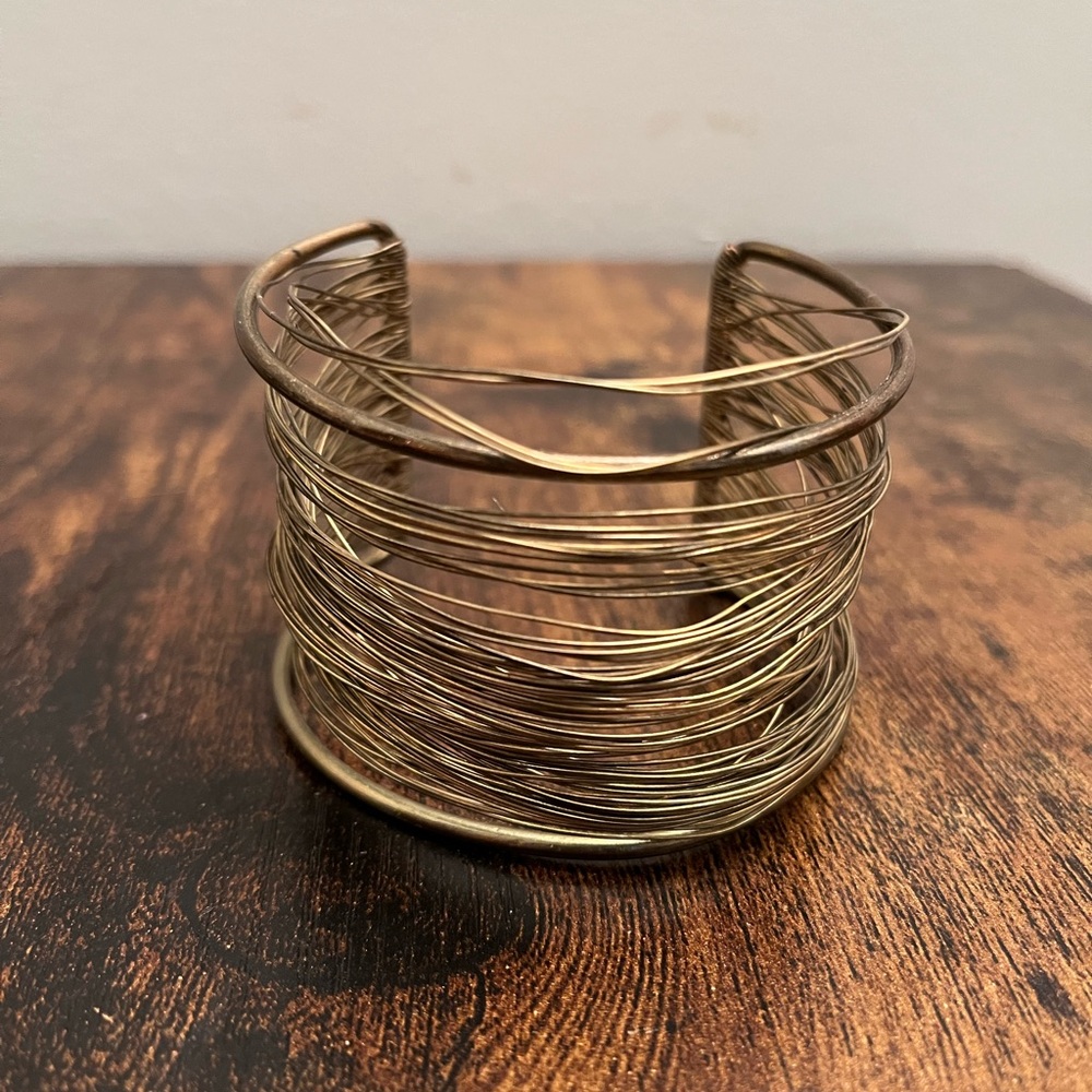 Vintage Gold Cuff Wire Bracelet Bangle Jewelry Statement Cleopatra Minimalist